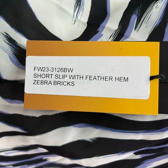 Le Superbe Zebra Stripe Slip Dress, Ostrich Feathers, Women's Size S - Picture 9 of 9